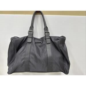 Michael Kors XL Navy Nylon Duffle w/Leather Trim & Dual Handles Travel Gym